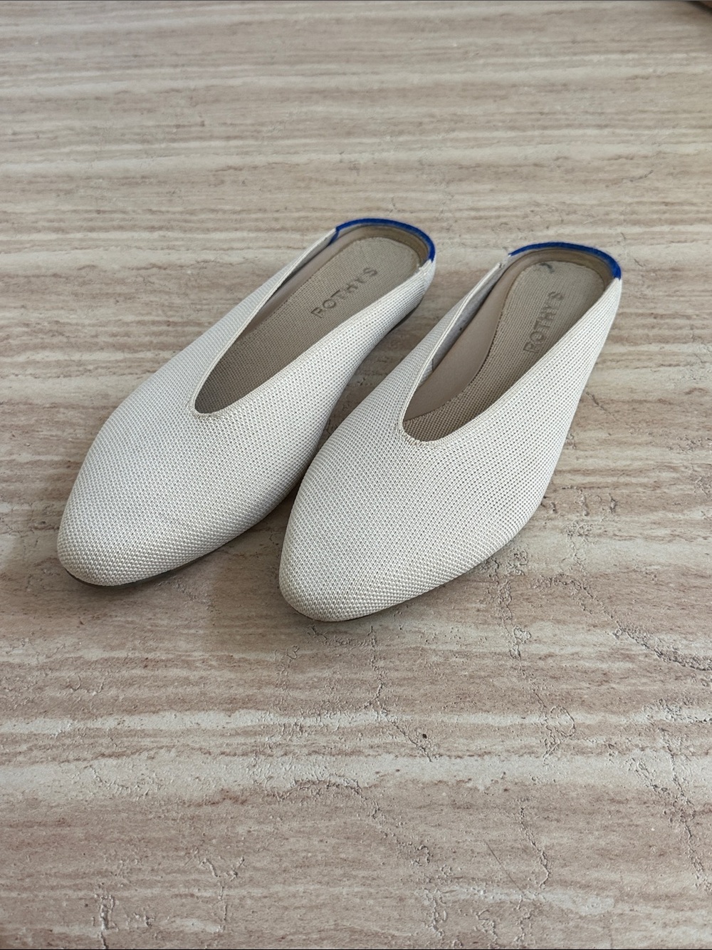 Rothy's Cream Slip-On Knit Mules